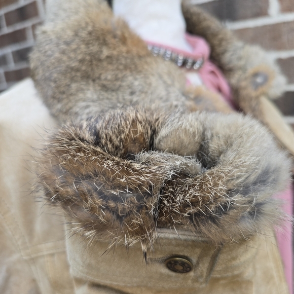 Wilsons Leather Tan Suede Women's Jacket with Rabbit Fur Collar - Picture 5 of 13